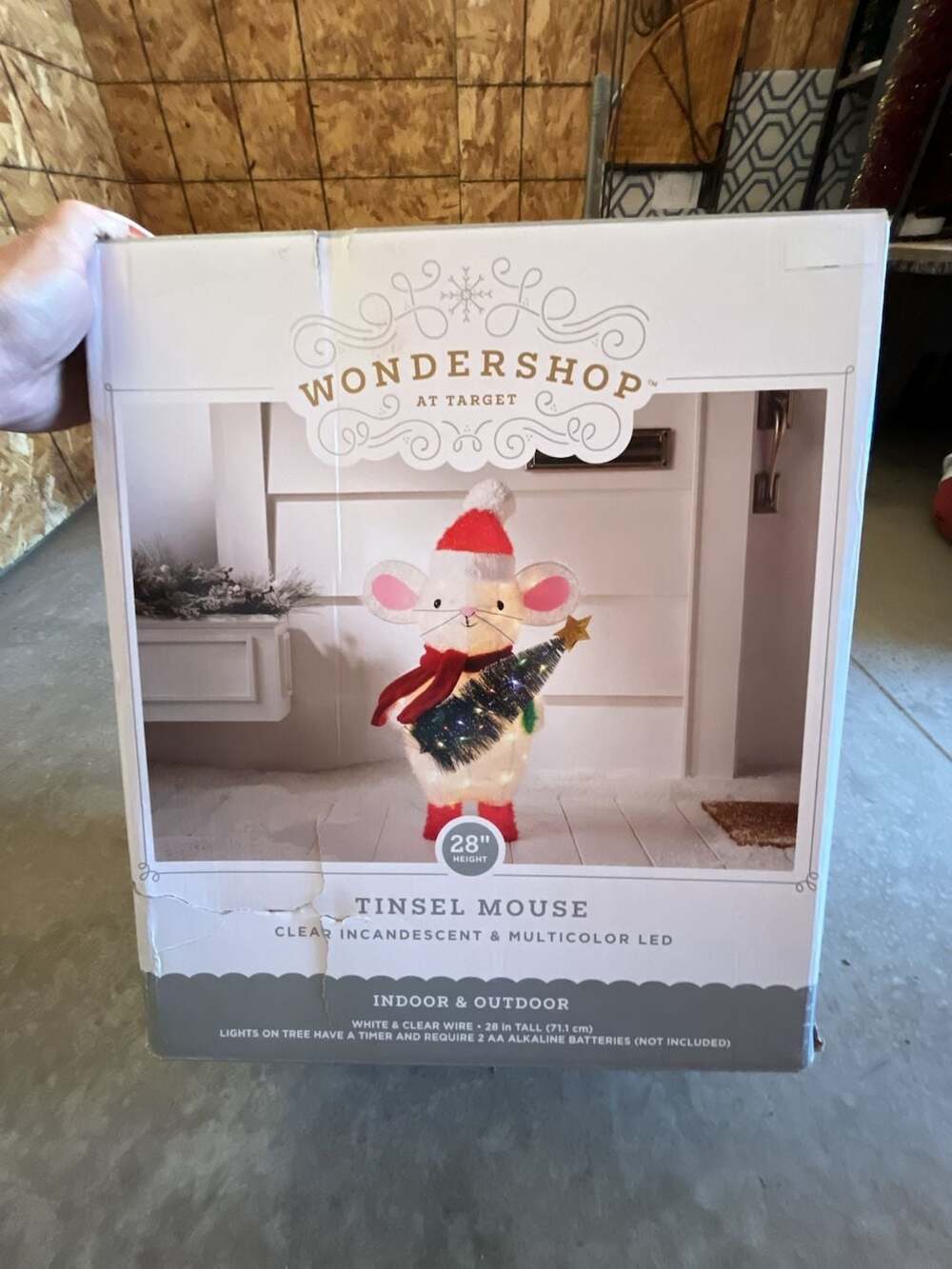 Wondershop 28" Tinsel Mouse Lighted Indoor Outdoor Christmas Decoration